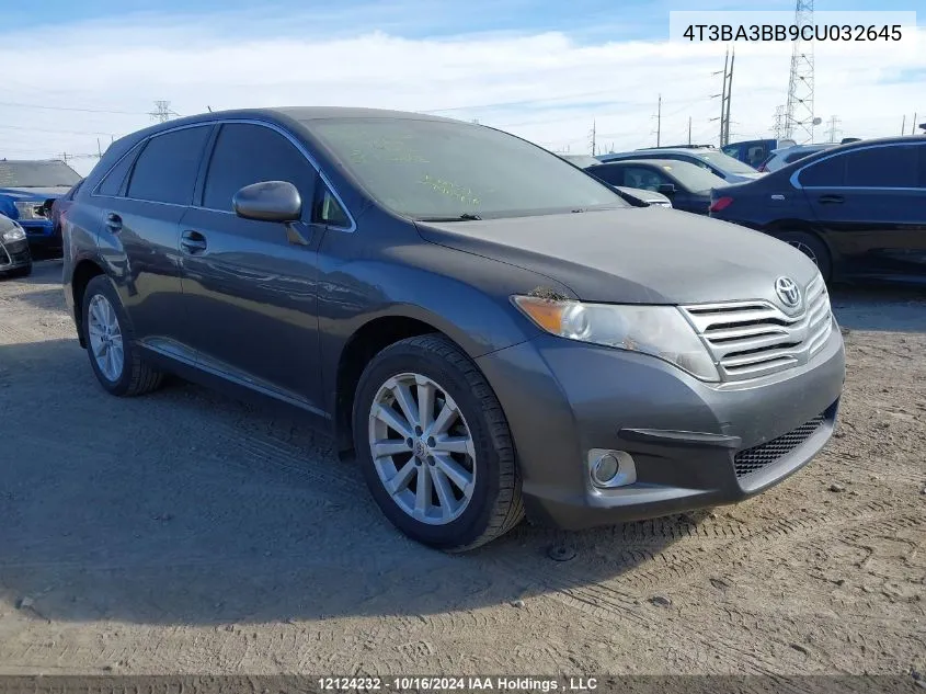 2012 Toyota Venza VIN: 4T3BA3BB9CU032645 Lot: 12124232