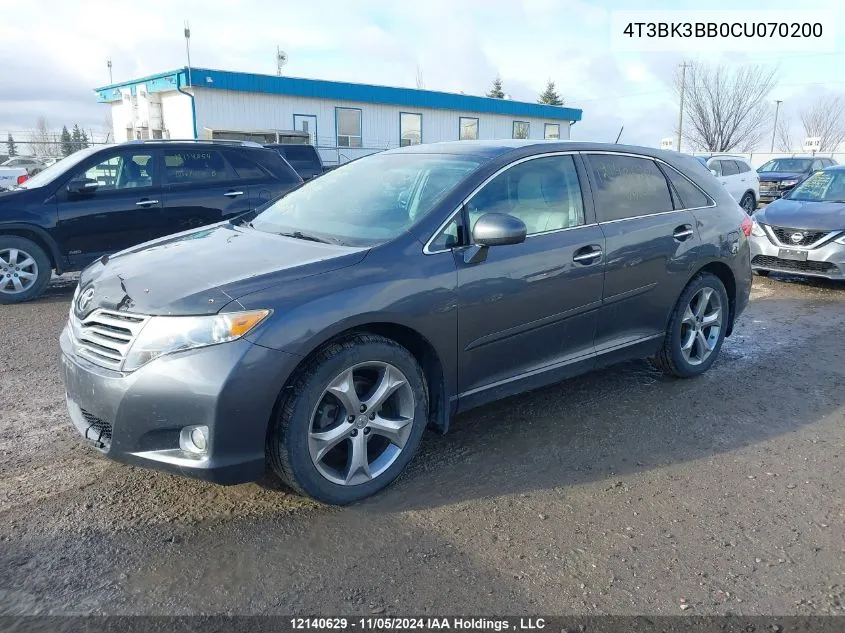 2012 Toyota Venza Le/Xle/Limited VIN: 4T3BK3BB0CU070200 Lot: 12140629