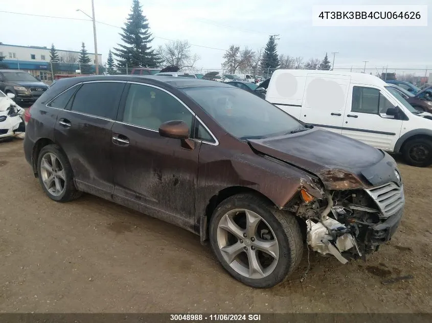 2012 Toyota Venza Le/Xle/Limited VIN: 4T3BK3BB4CU064626 Lot: 30048988