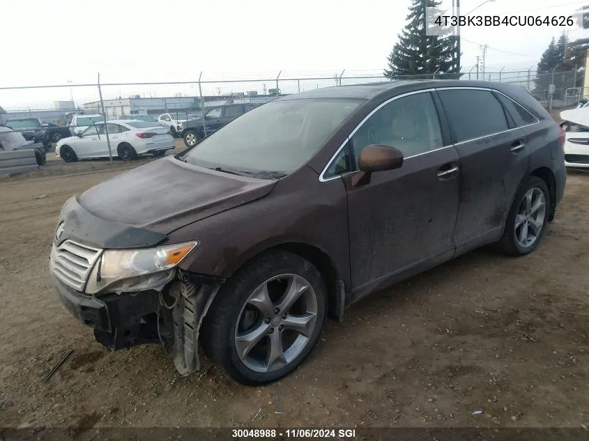 2012 Toyota Venza Le/Xle/Limited VIN: 4T3BK3BB4CU064626 Lot: 30048988