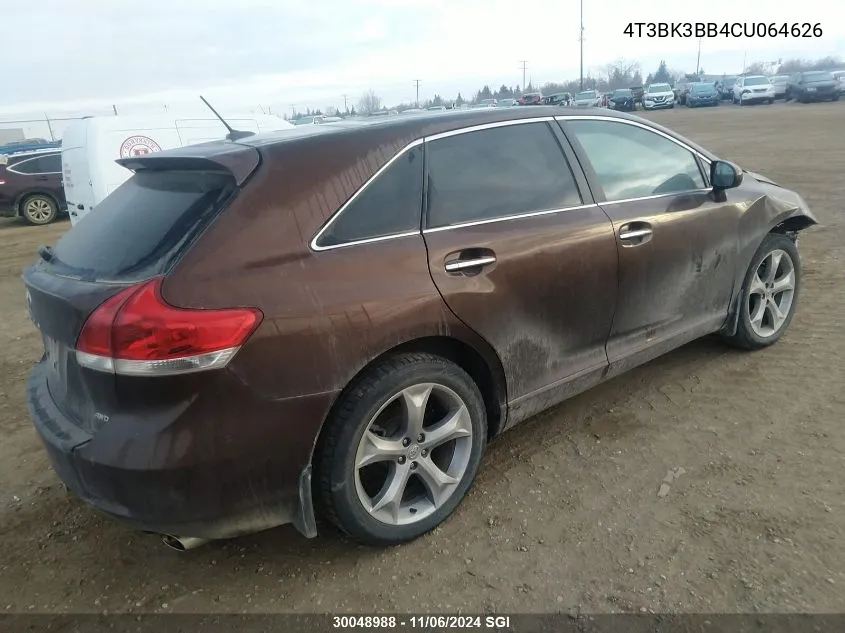 2012 Toyota Venza Le/Xle/Limited VIN: 4T3BK3BB4CU064626 Lot: 30048988