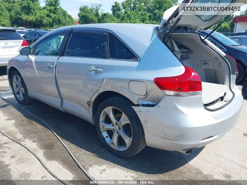 2012 Toyota Venza Xle V6 VIN: 4T3ZK3BB1CU049452 Lot: 39660230