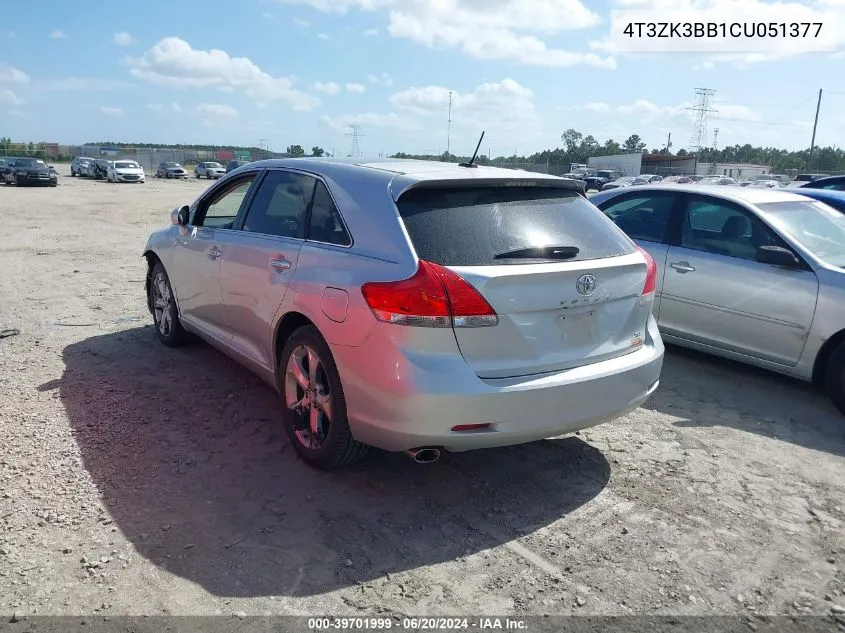 2012 Toyota Venza Xle V6 VIN: 4T3ZK3BB1CU051377 Lot: 39701999