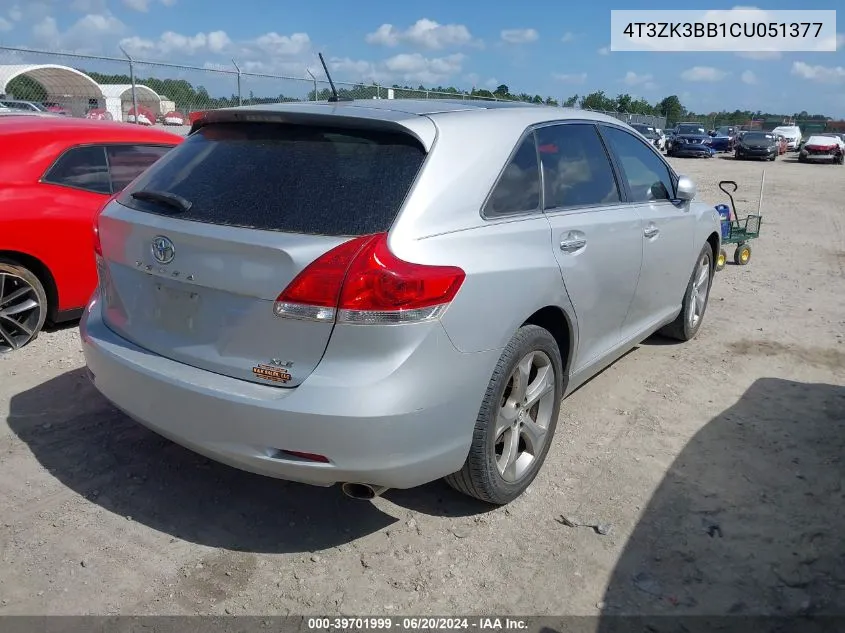 4T3ZK3BB1CU051377 2012 Toyota Venza Xle V6