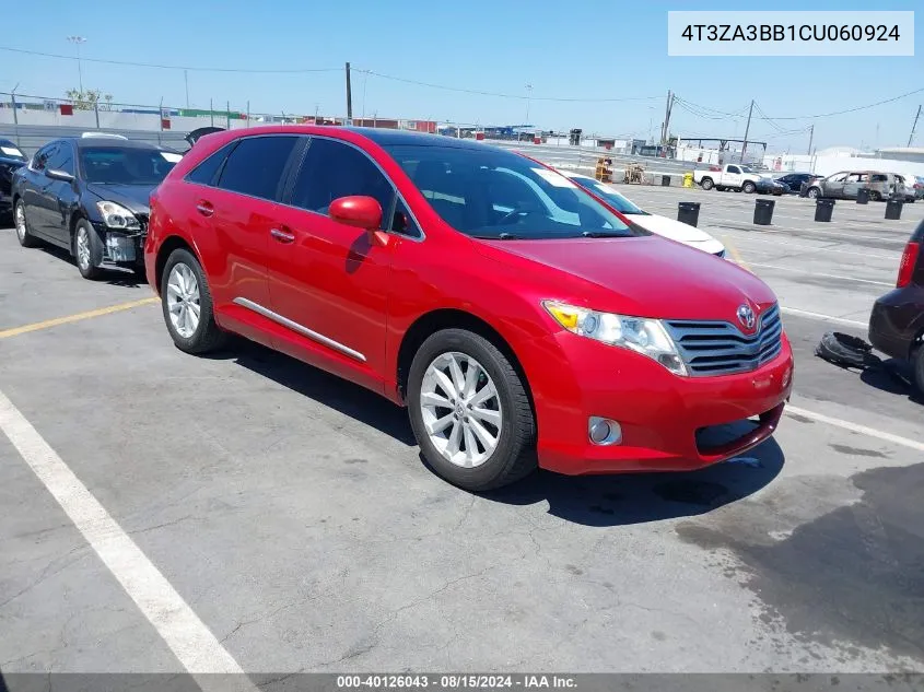 2012 Toyota Venza Xle VIN: 4T3ZA3BB1CU060924 Lot: 40126043