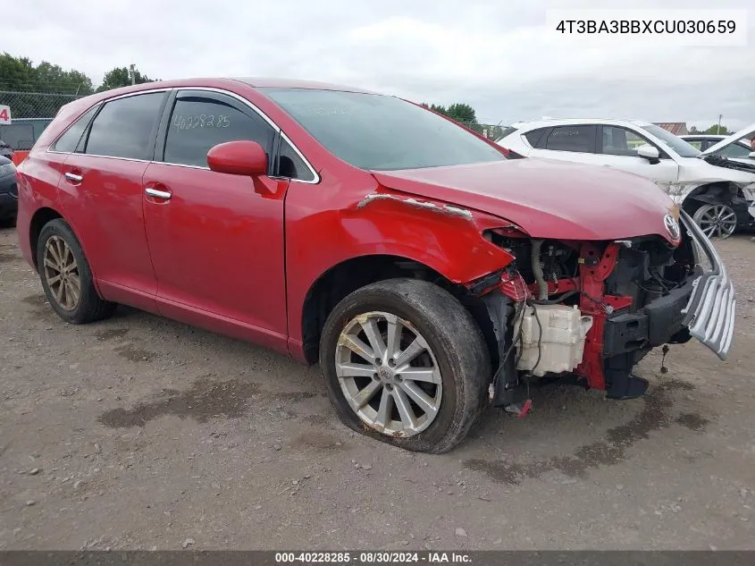 2012 Toyota Venza Le VIN: 4T3BA3BBXCU030659 Lot: 40228285