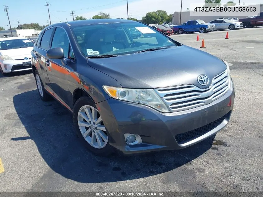 2012 Toyota Venza Xle VIN: 4T3ZA3BB0CU058663 Lot: 40247320