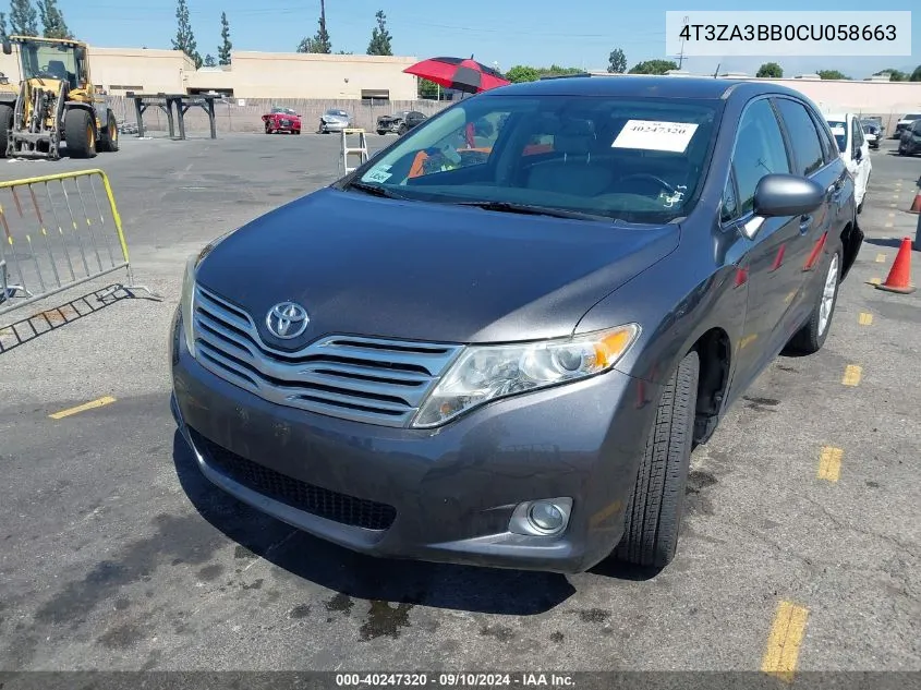 2012 Toyota Venza Xle VIN: 4T3ZA3BB0CU058663 Lot: 40247320