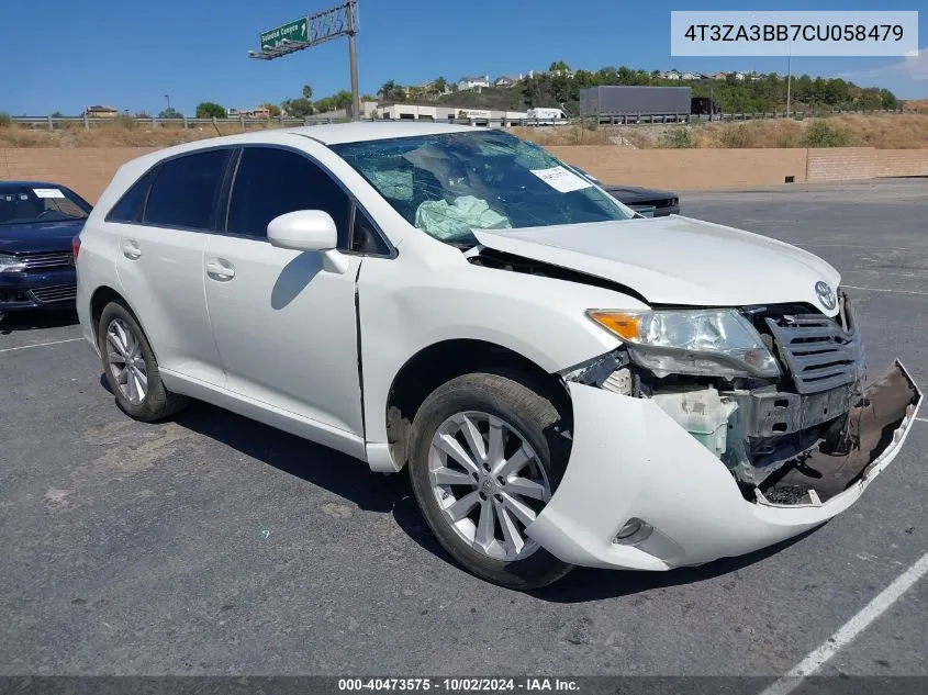 2012 Toyota Venza Le VIN: 4T3ZA3BB7CU058479 Lot: 40473575