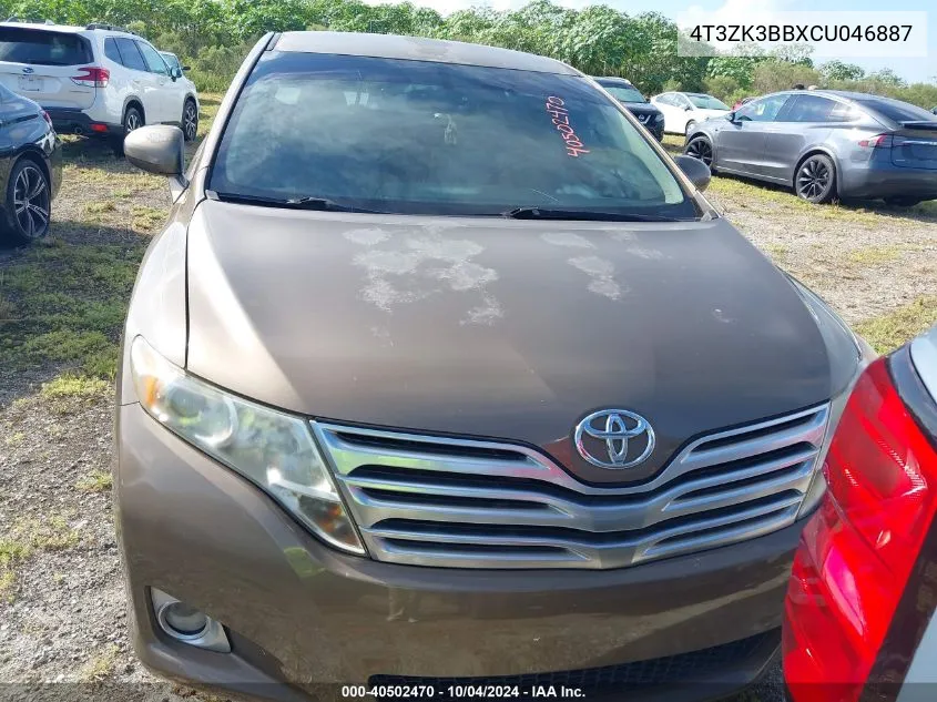 4T3ZK3BBXCU046887 2012 Toyota Venza Xle V6