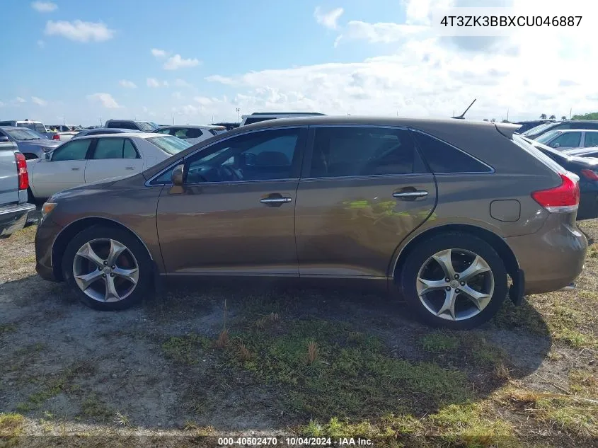 2012 Toyota Venza Xle V6 VIN: 4T3ZK3BBXCU046887 Lot: 40502470