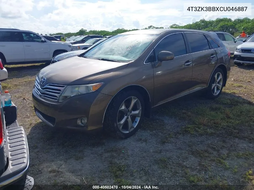 2012 Toyota Venza Xle V6 VIN: 4T3ZK3BBXCU046887 Lot: 40502470