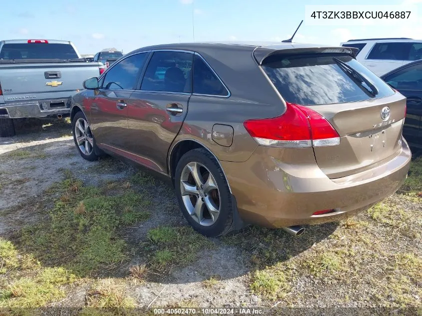 2012 Toyota Venza Xle V6 VIN: 4T3ZK3BBXCU046887 Lot: 40502470