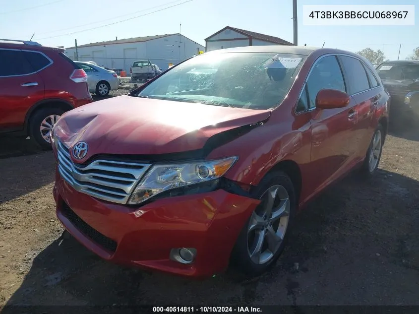 2012 Toyota Venza Xle V6 VIN: 4T3BK3BB6CU068967 Lot: 40514811