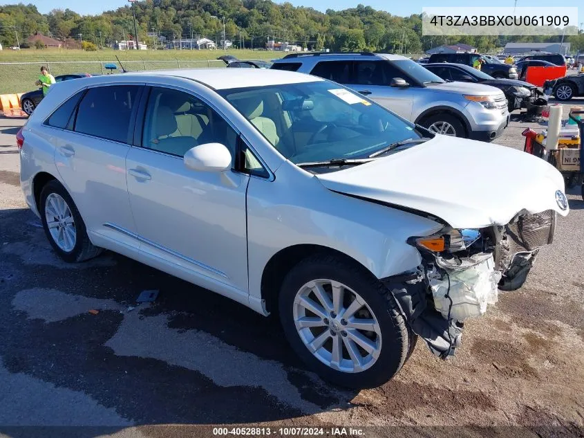 2012 Toyota Venza Le VIN: 4T3ZA3BBXCU061909 Lot: 40528813