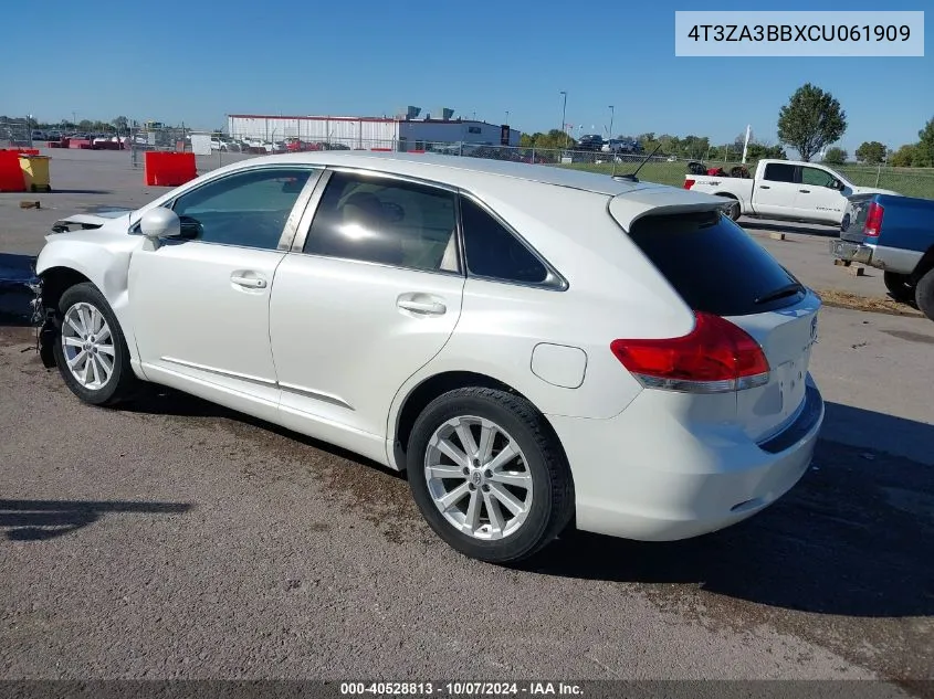 2012 Toyota Venza Le VIN: 4T3ZA3BBXCU061909 Lot: 40528813