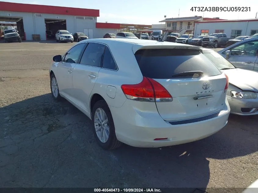 2012 Toyota Venza Xle VIN: 4T3ZA3BB9CU059231 Lot: 40540473