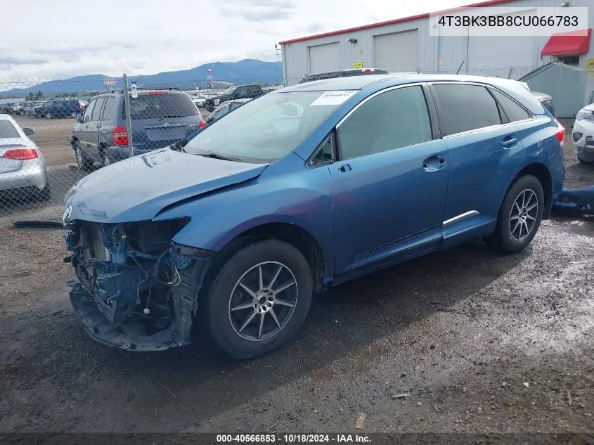 2012 Toyota Venza Le V6 VIN: 4T3BK3BB8CU066783 Lot: 40566853