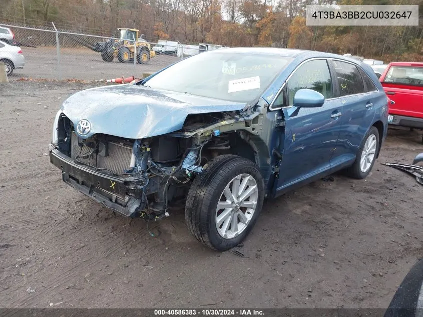 2012 Toyota Venza Xle VIN: 4T3BA3BB2CU032647 Lot: 40586383