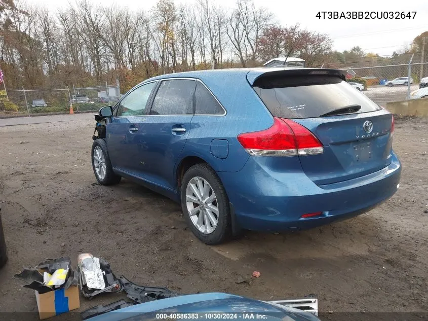 2012 Toyota Venza Xle VIN: 4T3BA3BB2CU032647 Lot: 40586383