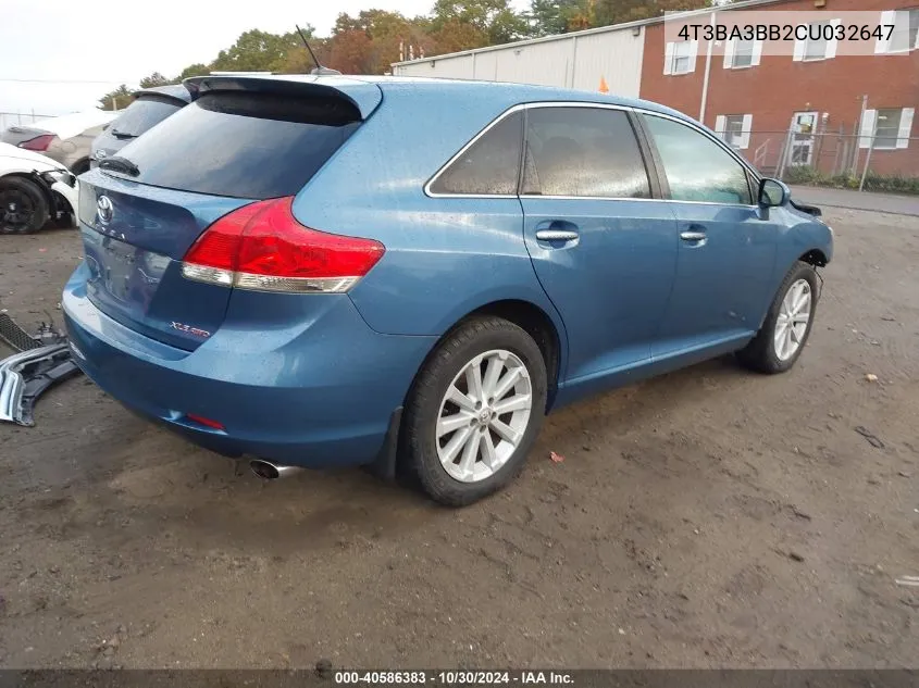 2012 Toyota Venza Xle VIN: 4T3BA3BB2CU032647 Lot: 40586383