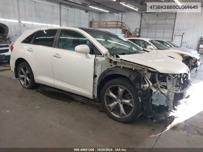 2012 Toyota Venza Xle V6 VIN: 4T3BK3BB0CU069645 Lot: 40651206