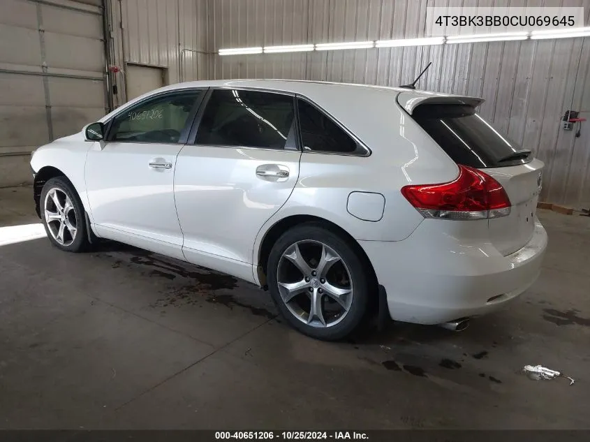 2012 Toyota Venza Xle V6 VIN: 4T3BK3BB0CU069645 Lot: 40651206