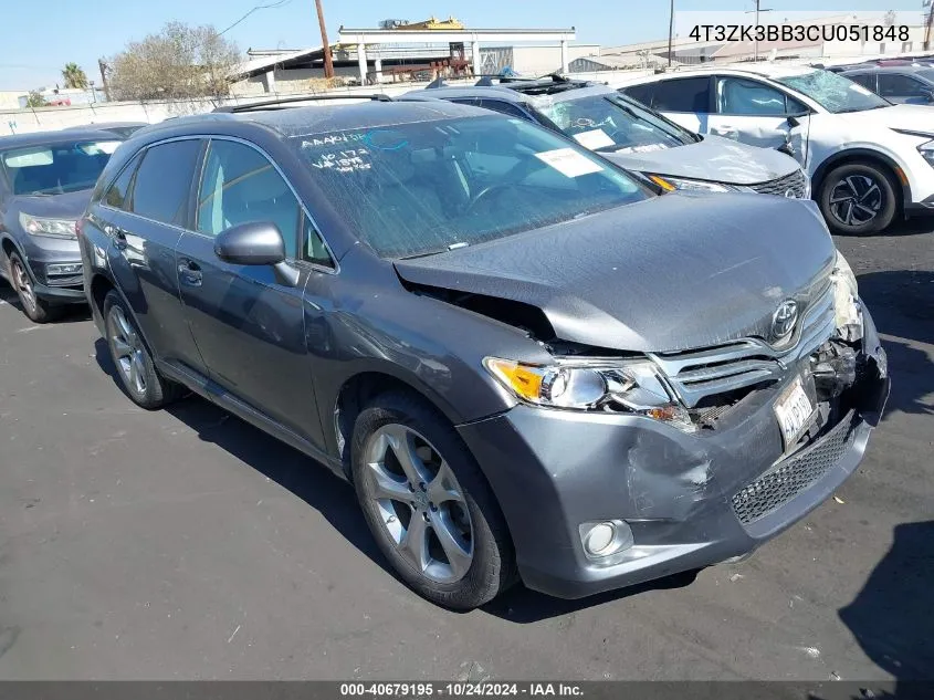 2012 Toyota Venza Le/Xle/Limited VIN: 4T3ZK3BB3CU051848 Lot: 40679195