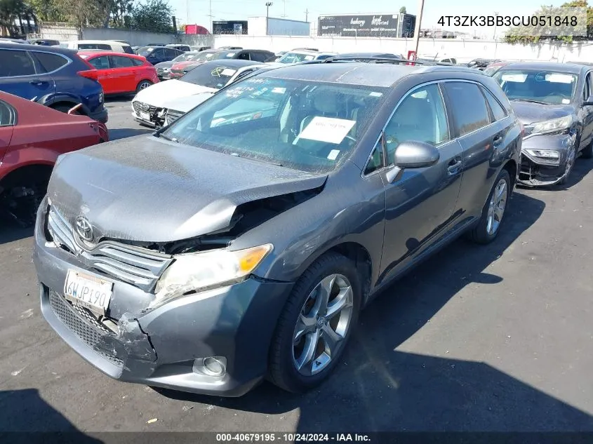 2012 Toyota Venza Le/Xle/Limited VIN: 4T3ZK3BB3CU051848 Lot: 40679195