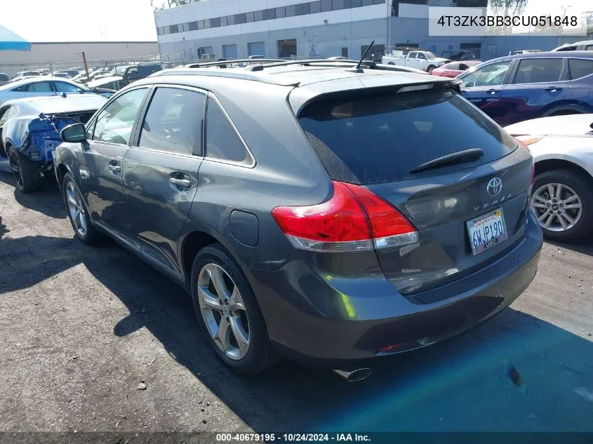 2012 Toyota Venza Le/Xle/Limited VIN: 4T3ZK3BB3CU051848 Lot: 40679195