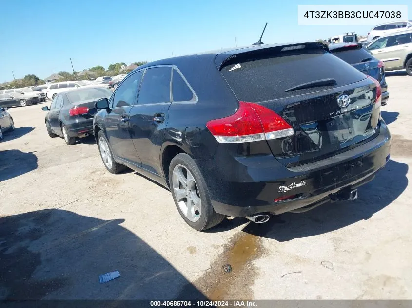 2012 Toyota Venza Le V6 VIN: 4T3ZK3BB3CU047038 Lot: 40685704