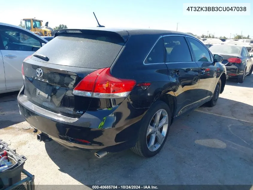 2012 Toyota Venza Le V6 VIN: 4T3ZK3BB3CU047038 Lot: 40685704