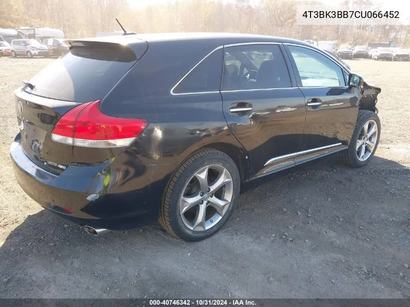 2012 Toyota Venza Limited V6 VIN: 4T3BK3BB7CU066452 Lot: 40746342