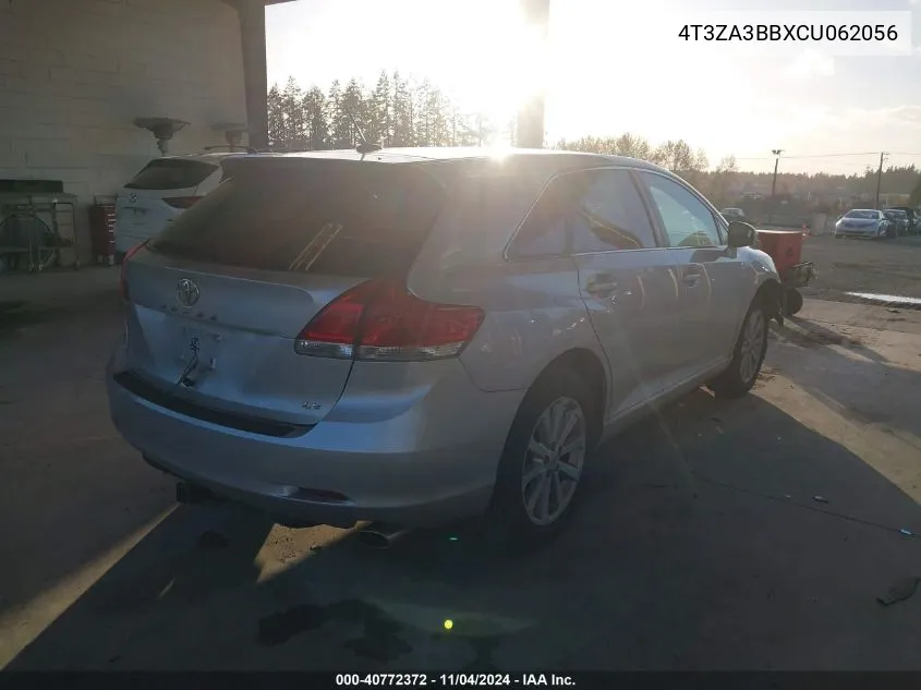 2012 Toyota Venza Le VIN: 4T3ZA3BBXCU062056 Lot: 40772372