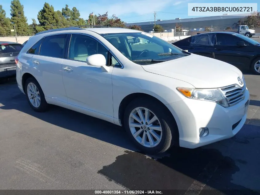 2012 Toyota Venza Xle VIN: 4T3ZA3BB8CU062721 Lot: 40801354