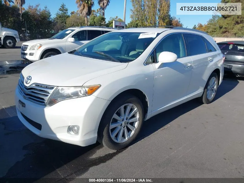 2012 Toyota Venza Xle VIN: 4T3ZA3BB8CU062721 Lot: 40801354