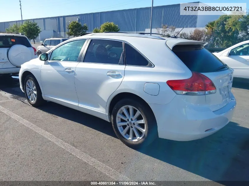 2012 Toyota Venza Xle VIN: 4T3ZA3BB8CU062721 Lot: 40801354