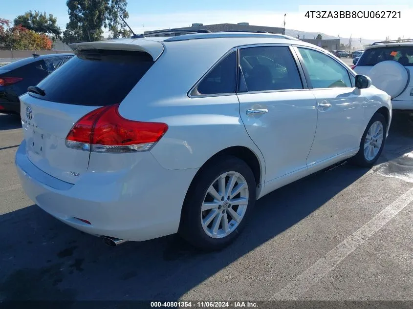 2012 Toyota Venza Xle VIN: 4T3ZA3BB8CU062721 Lot: 40801354