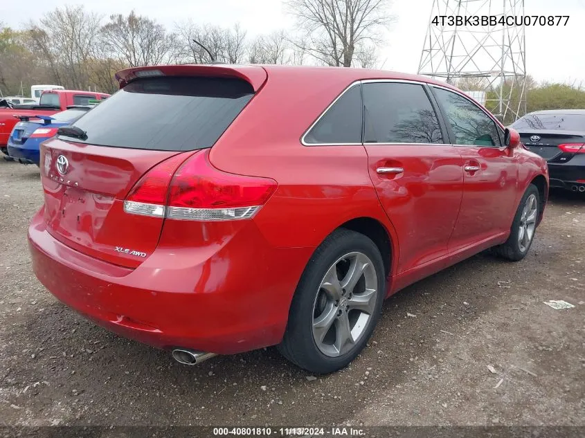 2012 Toyota Venza Xle V6 VIN: 4T3BK3BB4CU070877 Lot: 40801810