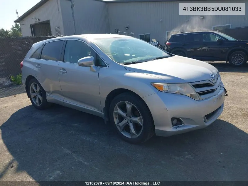 2013 Toyota Venza Base V6 VIN: 4T3BK3BB5DU081033 Lot: 12102378