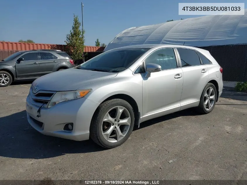 2013 Toyota Venza Base V6 VIN: 4T3BK3BB5DU081033 Lot: 12102378