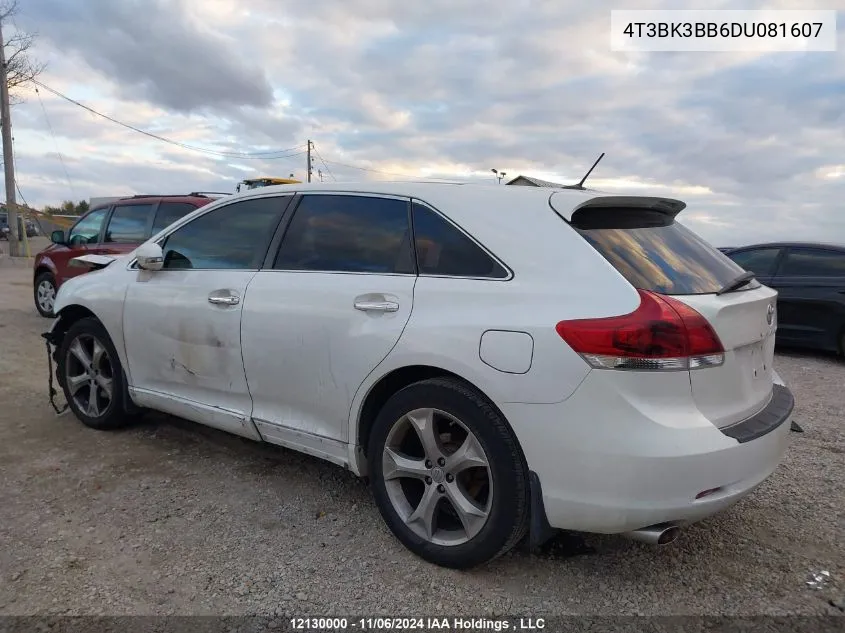 2013 Toyota Venza Base V6 VIN: 4T3BK3BB6DU081607 Lot: 12130000