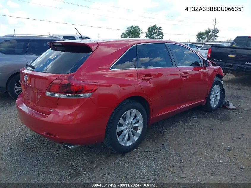 2013 Toyota Venza Le VIN: 4T3ZA3BB8DU066351 Lot: 40317452