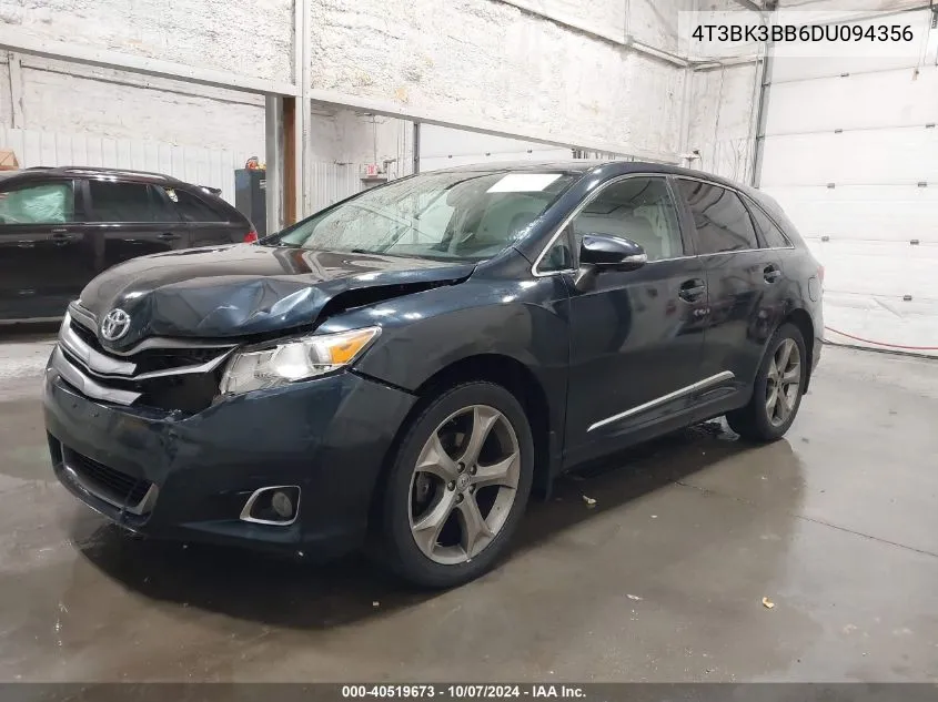 2013 Toyota Venza Le V6 VIN: 4T3BK3BB6DU094356 Lot: 40519673