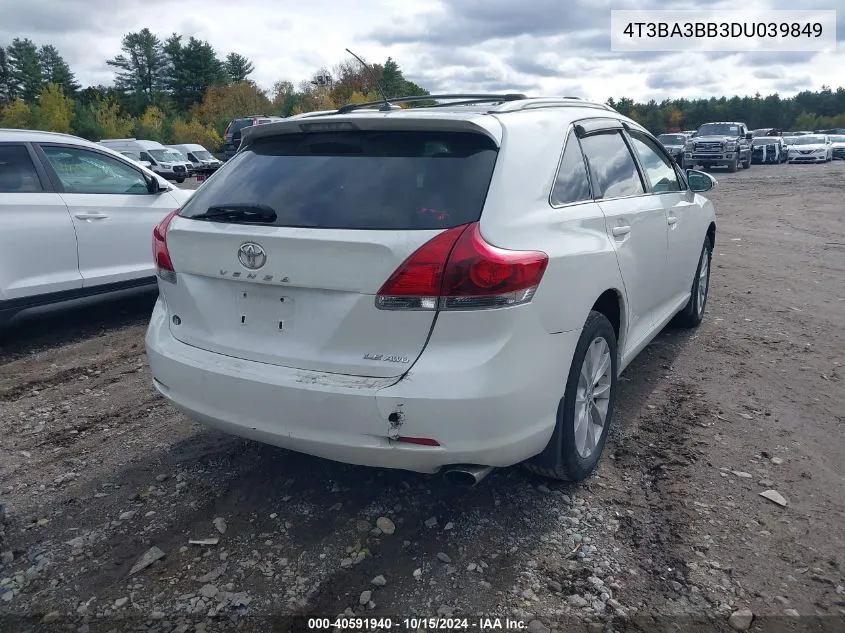 2013 Toyota Venza Le VIN: 4T3BA3BB3DU039849 Lot: 40591940