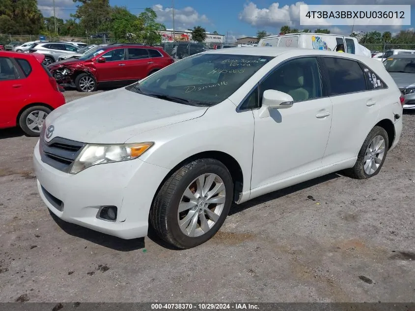 2013 Toyota Venza Le VIN: 4T3BA3BBXDU036012 Lot: 40738370