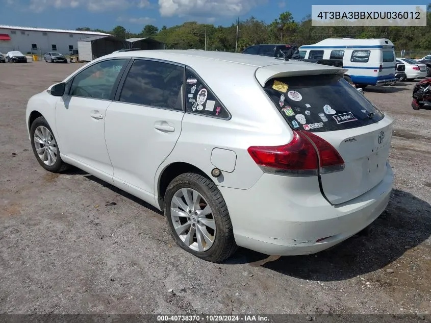 2013 Toyota Venza Le VIN: 4T3BA3BBXDU036012 Lot: 40738370