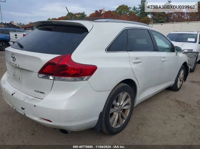 2013 Toyota Venza Le VIN: 4T3BA3BBXDU039962 Lot: 40778650