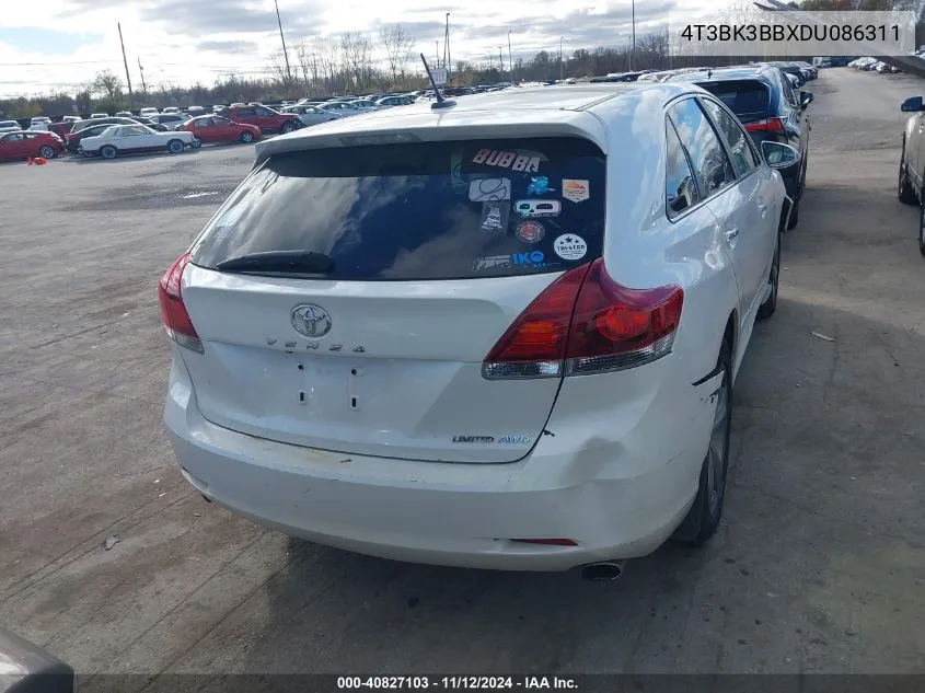 2013 Toyota Venza Limited V6 VIN: 4T3BK3BBXDU086311 Lot: 40827103