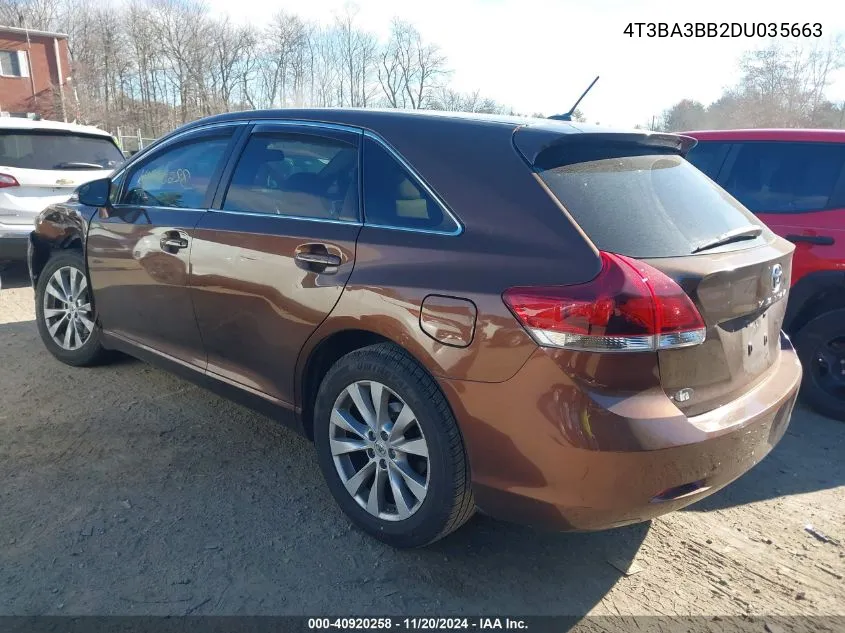 2013 Toyota Venza Le VIN: 4T3BA3BB2DU035663 Lot: 40920258